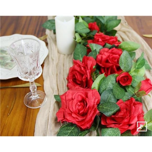 5Pcs 32.5FT Red Rose Garland for Decoration Fake Flower Vines Faux Artificial - Picture 6 of 7